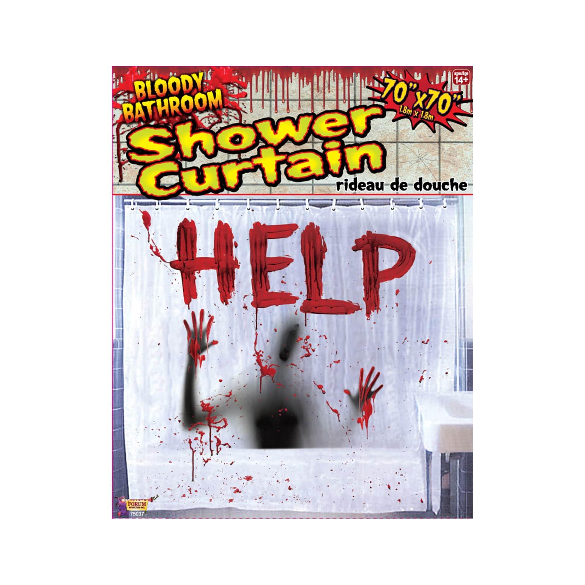 70-inch Bloody HELP Bathroom Shower Curtain