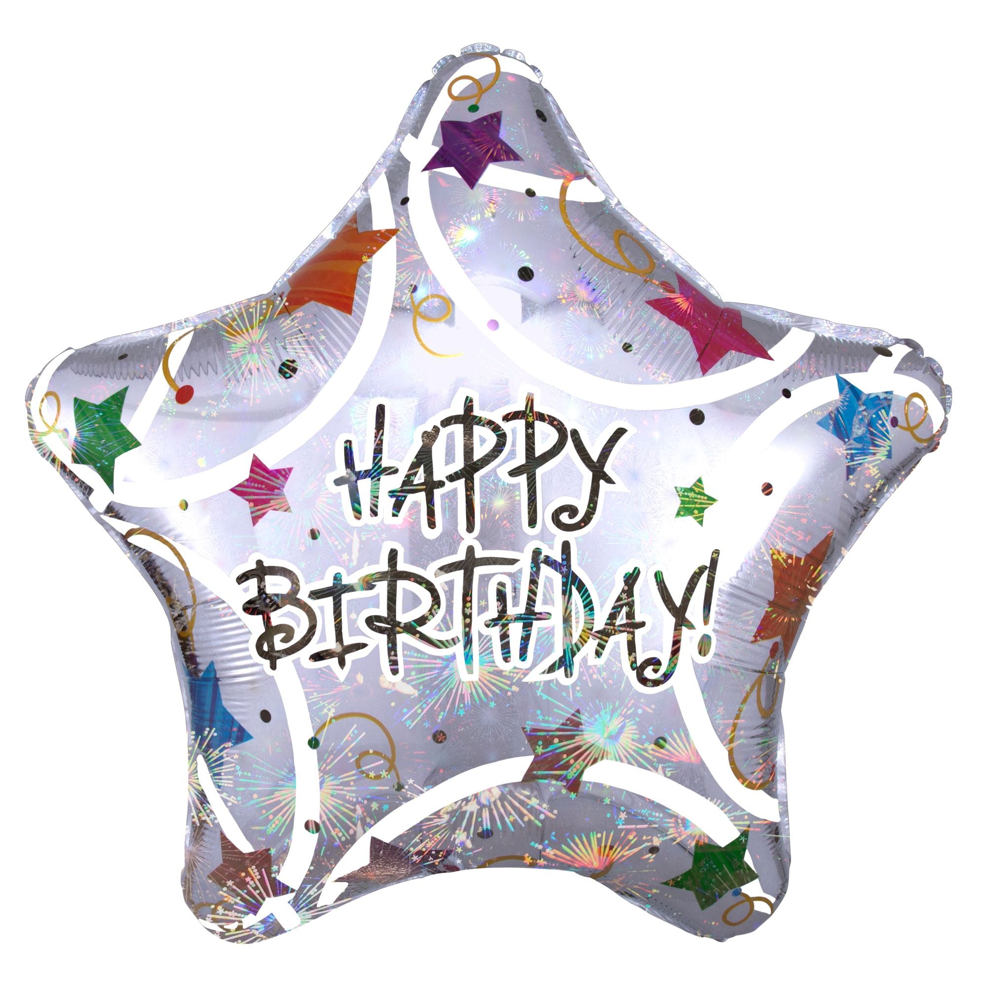 Holographic Star Happy Birthday Balloon