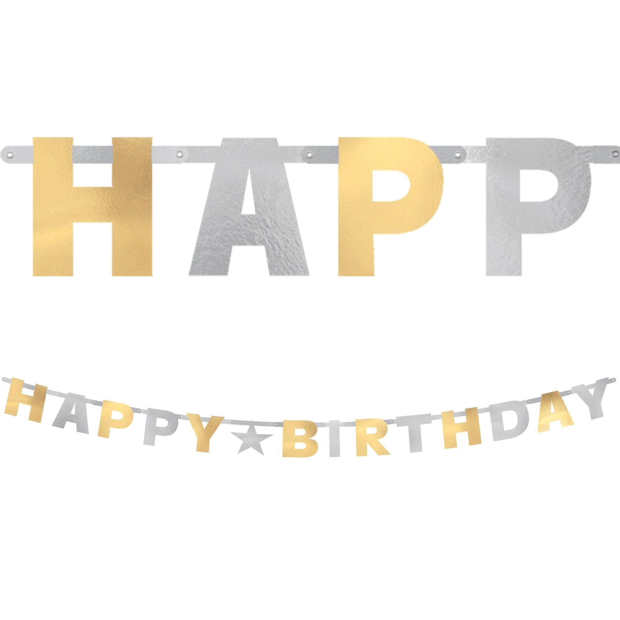 Metallic Gold & Silver Birthday Letter Banner