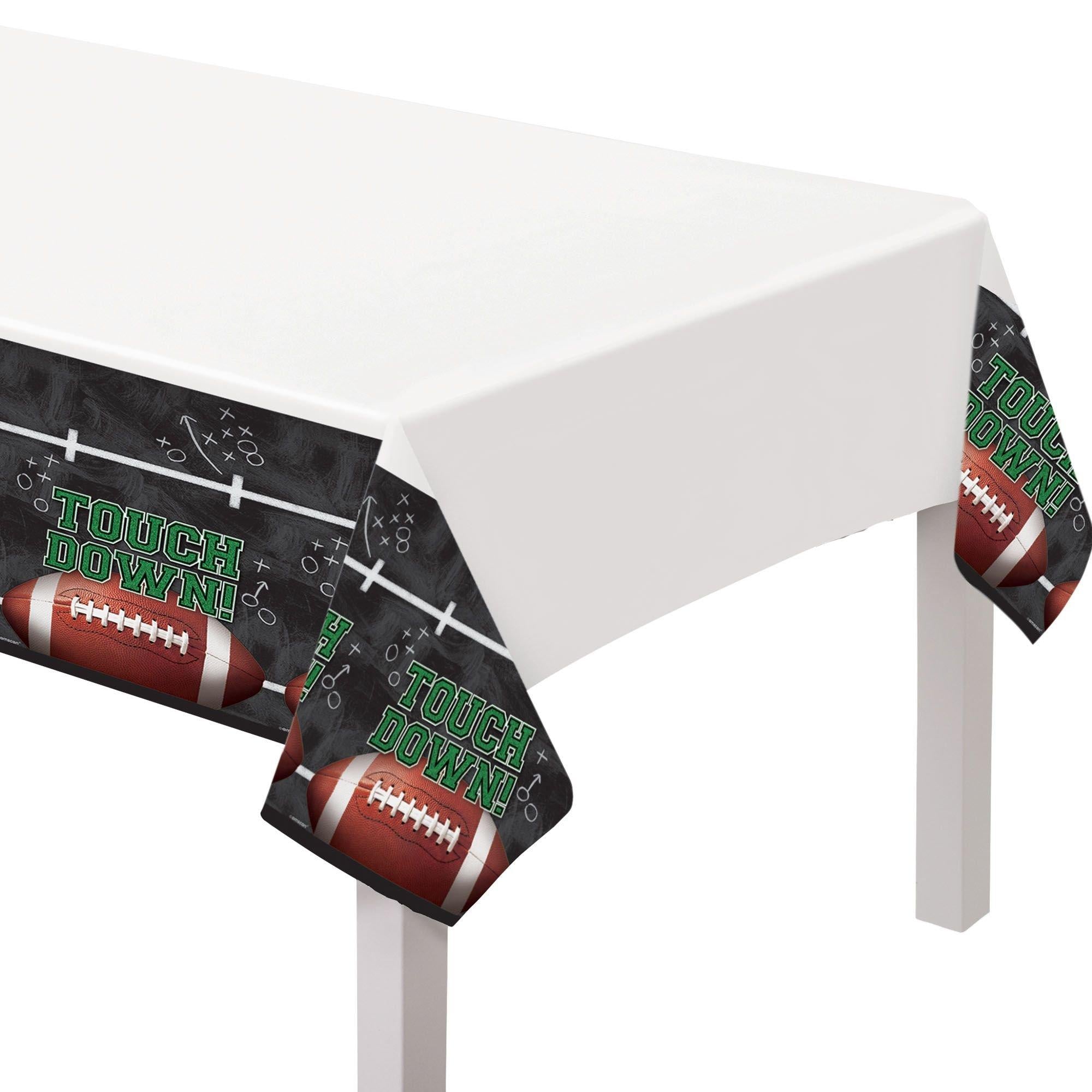 Tailgates & Touchdowns Plastic Table Covers, 54in x 84in, 3ct