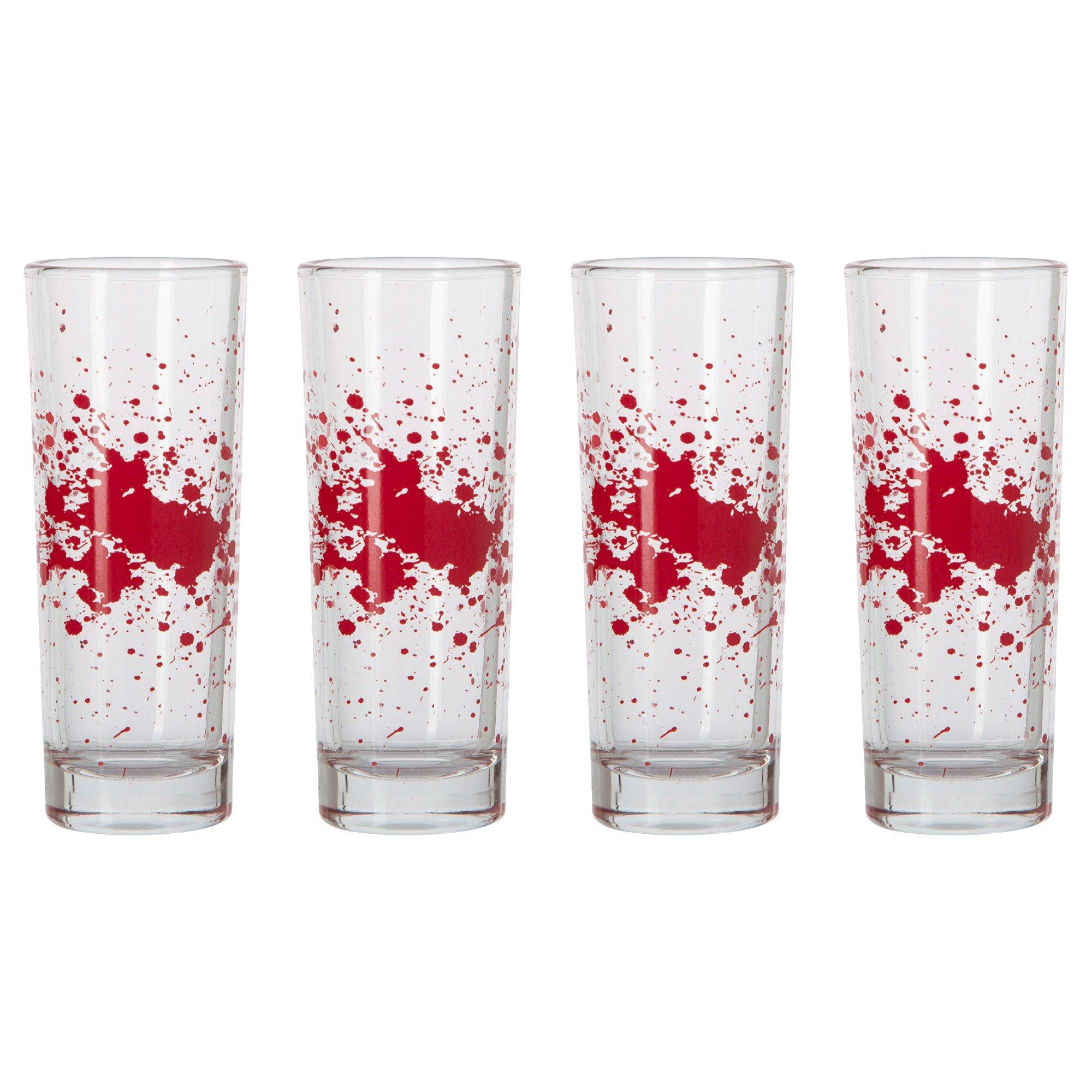Blood Spatter Glass Shot Glasses, 2.2oz, 4ct