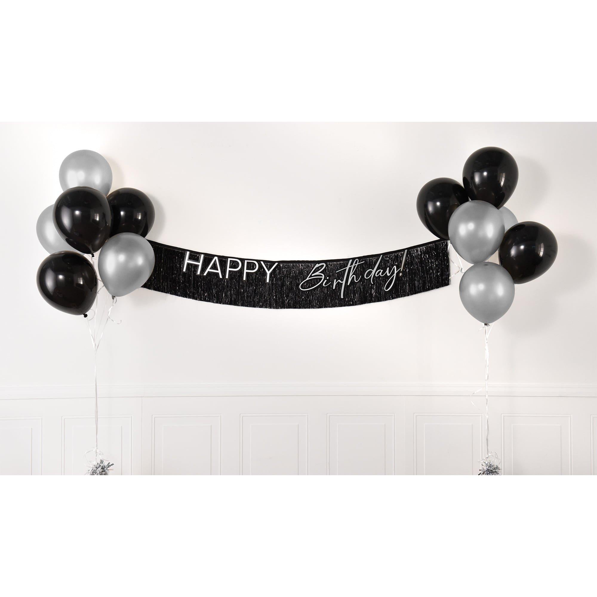 Happy Birthday! Fringe Banner with Balloons