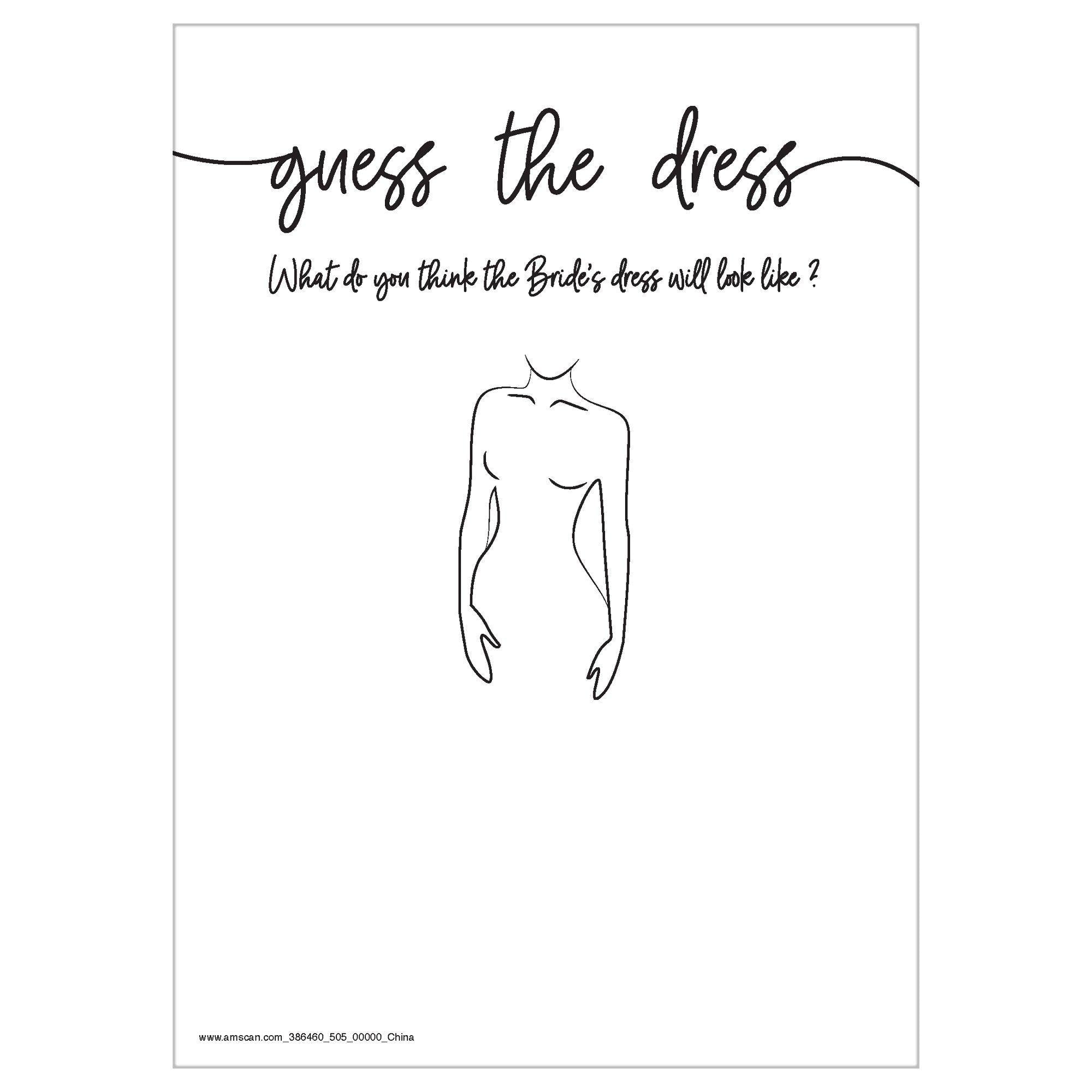 Guess the Dress Bridal Shower Game 25ct
